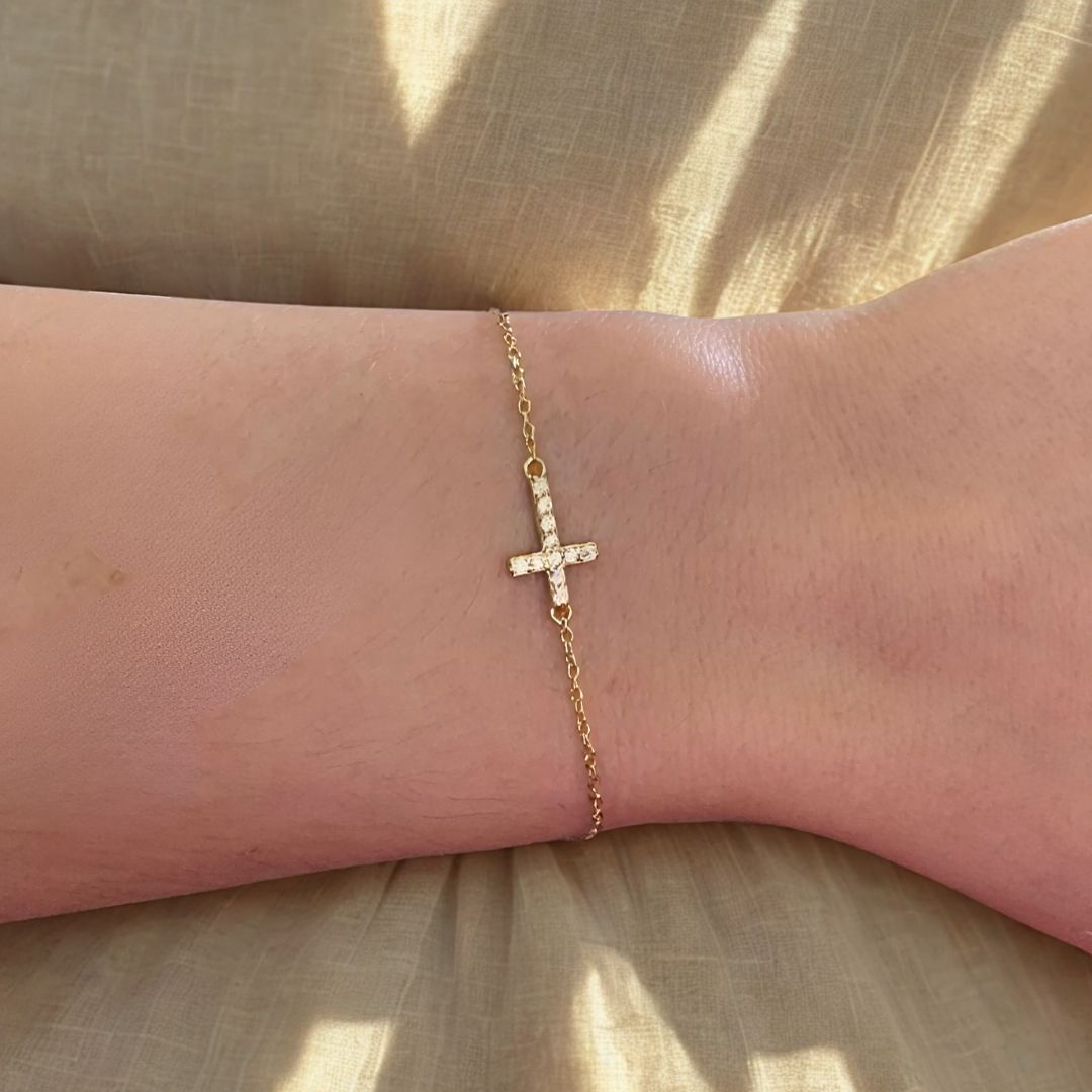Bracelet Croix de Lumière - Argent 925 & Zircon