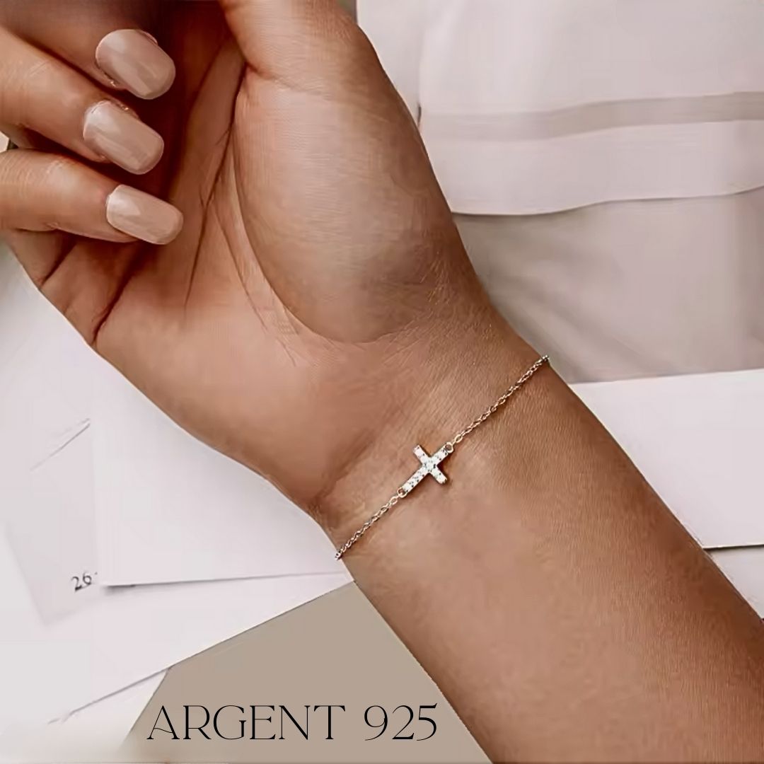 Bracelet Croix de Lumière - Argent 925 & Zircon