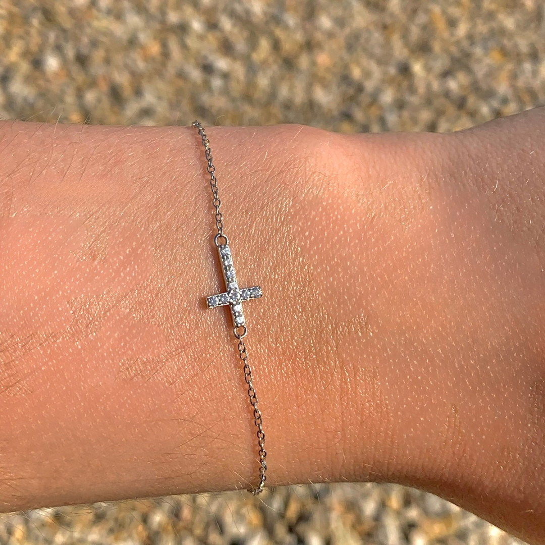 Bracelet Croix de Lumière - Argent 925 & Zircon