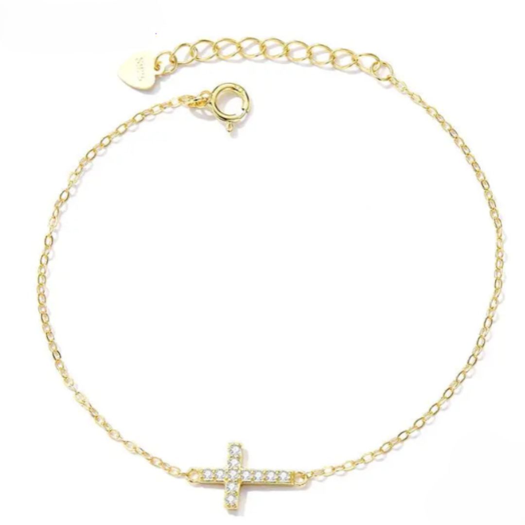 Bracelet Croix de Lumière - Argent 925 & Zircon