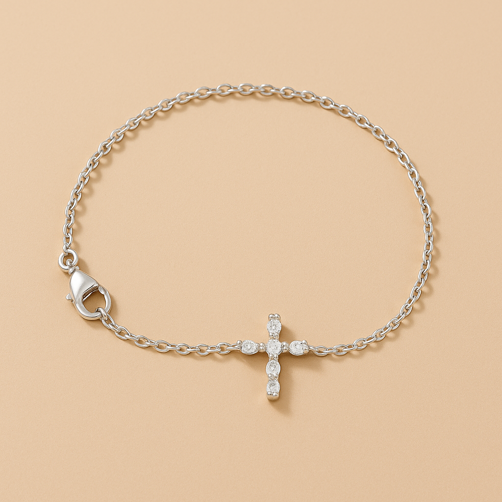 Bracelet Croix de Lumière - Argent 925 & Zircon