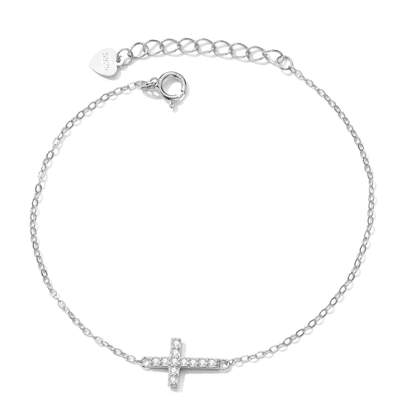 Bracelet Croix de Lumière - Argent 925 & Zircon