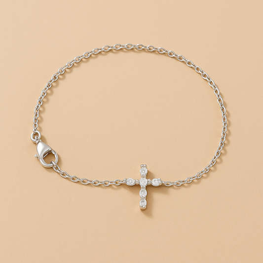 Bracelet Croix de Lumière - Argent 925 & Zircon